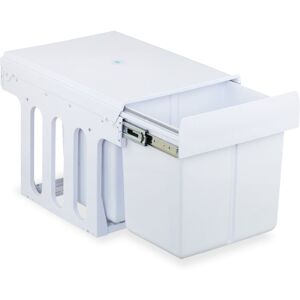Relaxdays Pull Out Kitchen Bin, 2 Compartments, 2 x 15L, 35.1x34.3x48 cm, for Cupboard, Built-In Rubbish Disposal, White Relaxdays Pull Out Kitchen Bin, 2 Compartments, 2 x 15L, 35.1x34.3x48 cm, for Cupboard, Built-In Rubbish Disposal, White