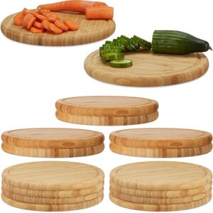 Relaxdays Set of 16 Round Breakfast Boards, 30 cm, Natural Bamboo, Serving Tray, Chopping & Cutting, Platter, Round Relaxdays Set of 16 Round Breakfast Boards, 30 cm, Natural Bamboo, Serving Tray, Chopping & Cutting, Platter, Round
