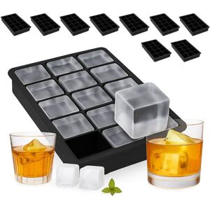 Relaxdays 10x Ice Cube Mould Silicone, Reusable, For 3.5 cm Cubes, HxWxD: Approx. 3.5 x 19.5 x 12.5 cm, Black Relaxdays 10x Ice Cube Mould Silicone, Reusable, For 3.5 cm Cubes, HxWxD: Approx. 3.5 x 19.5 x 12.5 cm, Black