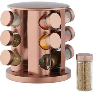 Relaxdays Spice Carousel with 12 Jars, 360° Rotation, Clear Spice Shakers, Stainless Steel, Copper Relaxdays Spice Carousel with 12 Jars, 360° Rotation, Clear Spice Shakers, Stainless Steel, Copper