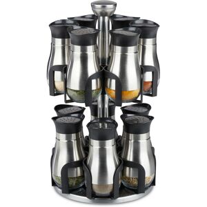Relaxdays spice rack, 12 glass jars, stainless steel, rotating, dishwasher-proof, seasoning organiser, silver/black Relaxdays spice rack, 12 glass jars, stainless steel, rotating, dishwasher-proof, seasoning organiser, silver/black