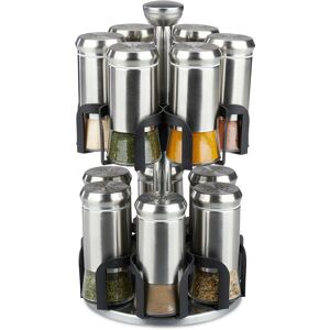 Relaxdays - spice rack, 12 glass jars, stainless steel, rotating, dishwasher-proof, seasoning organiser, silver/black Relaxdays - spice rack, 12 glass jars, stainless steel, rotating, dishwasher-proof, seasoning organiser, silver/black