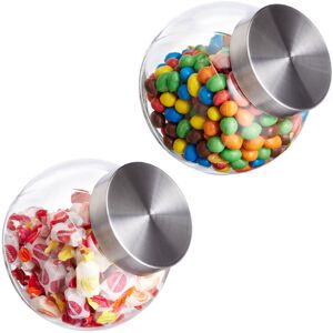 RELAXDAYS 4 x candy jars, 1.5 L, storage jars for sweets, glass jars with stainless steel lids, transparent RELAXDAYS 4 x candy jars, 1.5 L, storage jars for sweets, glass jars with stainless steel lids, transparent