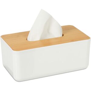 Relaxdays - Set of 2 Tissue Box Covers, Bamboo Top, Wipe Dispenser, Kitchen & Bathroom, 10 x 23 x 13 cm, White/Natural Relaxdays - Set of 2 Tissue Box Covers, Bamboo Top, Wipe Dispenser, Kitchen & Bathroom, 10 x 23 x 13 cm, White/Natural