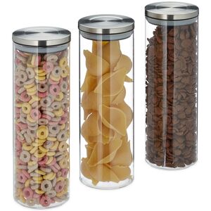Storage Jars Set of 3, 1.8 l, Airtight, Stainless Steel Lids, Food Containers, Pasta, Rice, Transparent - Relaxdays Storage Jars Set of 3, 1.8 l, Airtight, Stainless Steel Lids, Food Containers, Pasta, Rice, Transparent - Relaxdays