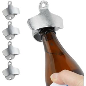 Relaxdays Bottle Opener, Set of 5, Wall-mounted, Sturdy Screw-on, for Beer Bottles and More, Bartender, Metal, Silver Relaxdays Bottle Opener, Set of 5, Wall-mounted, Sturdy Screw-on, for Beer Bottles and More, Bartender, Metal, Silver