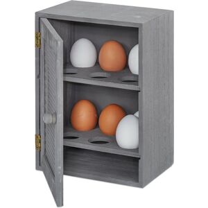 Wooden Egg Cabinet, 12 Pieces, Country House Style, Freestanding, Grey, h x w x d: 25 x 18 x 12 cm - Relaxdays Wooden Egg Cabinet, 12 Pieces, Country House Style, Freestanding, Grey, h x w x d: 25 x 18 x 12 cm - Relaxdays
