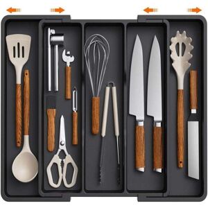 MUMU Utensil Drawer Organizer, Expandable Large Kitchen Cutlery Tray, Adjustable Flatware Holder, Plastic Kitchen Spatula Storage Divider for Tools and MUMU Utensil Drawer Organizer, Expandable Large Kitchen Cutlery Tray, Adjustable Flatware Holder, Plastic Kitchen Spatula Storage Divider for Tools and