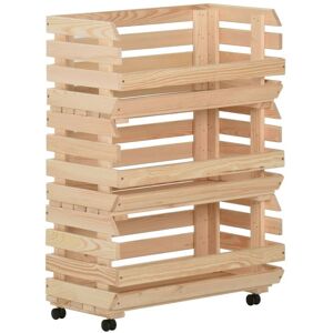vidaXL Solid Pinewood Vegetable Trolley - Kitchen Storage Shelf - Durable & Rustic vidaXL Solid Pinewood Vegetable Trolley - Kitchen Storage Shelf - Durable & Rustic