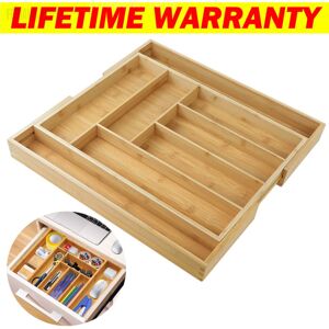 Briefness - Wooden Cutlery Tray Compartments Kitchen Drawer Organiser Utensil Storage Box Briefness - Wooden Cutlery Tray Compartments Kitchen Drawer Organiser Utensil Storage Box