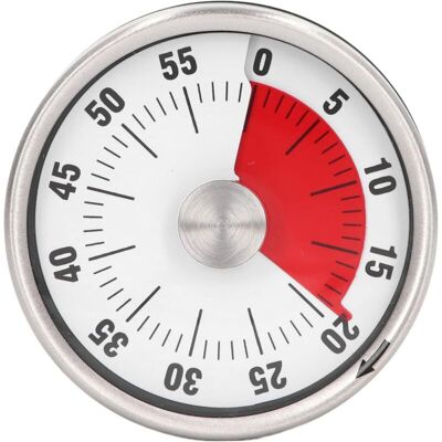 IKODM 60 Minute Visual Kitchen Clock with Magnetic Back and 70dB Alarm, Stainless Steel Mechanical Countdown Timer - White IKODM 60 Minute Visual Kitchen Clock with Magnetic Back and 70dB Alarm, Stainless Steel Mechanical Countdown Timer - White