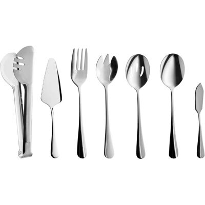 BELIANI Cutlery Set 7 Pieces Silver Stainless Steel Functional Set Butter Knife Fish Fork Salad Fork Cake Shovel Kitchen Tongs Vegetable Spoon Glamour ZITI BELIANI Cutlery Set 7 Pieces Silver Stainless Steel Functional Set Butter Knife Fish Fork Salad Fork Cake Shovel Kitchen Tongs Vegetable Spoon Glamour ZITI