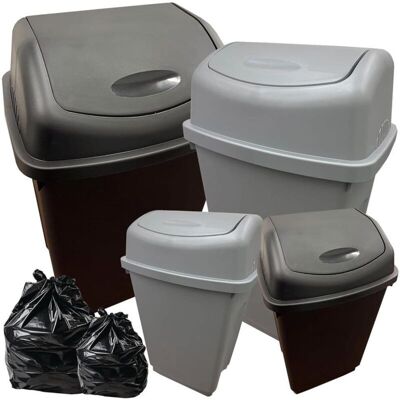 STORM TRADING GROUP 1 x 25L Black TU Home Kitchen Office Plastic Waste Bins With Swing Lids STORM TRADING GROUP 1 x 25L Black TU Home Kitchen Office Plastic Waste Bins With Swing Lids