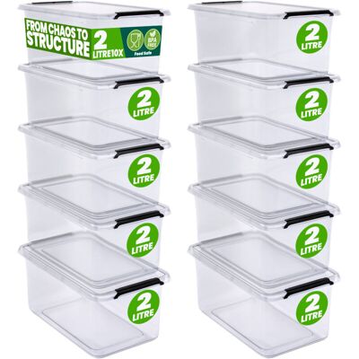 Deuba - Storage Box With Click Closure Secure Lid 2 Litre and 5 Litre bpa Free Food-Safe Plastic Boxes Small Stackable Transparent Organisers for Deuba - Storage Box With Click Closure Secure Lid 2 Litre and 5 Litre bpa Free Food-Safe Plastic Boxes Small Stackable Transparent Organisers for
