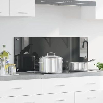 vidaXL Kitchen Backsplash Dark Gray Safety Glass 100x40cm Modern Kitchen Protection vidaXL Kitchen Backsplash Dark Gray Safety Glass 100x40cm Modern Kitchen Protection