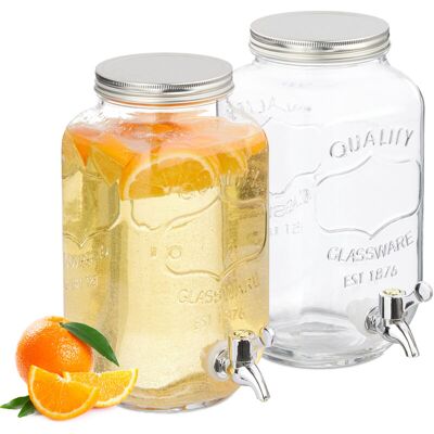 Relaxdays Set 2 Drink Dispensers - 3.5L Vintage Clear Beverage Set Relaxdays Set 2 Drink Dispensers - 3.5L Vintage Clear Beverage Set
