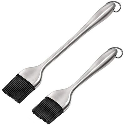 COAVAS Silicone Basting Brush Set of 2 - Flexible Heat Resistant Pastry Brush, Long and Short Stainless Steel Handle, Removable Heavy Duty Silicone Brush COAVAS Silicone Basting Brush Set of 2 - Flexible Heat Resistant Pastry Brush, Long and Short Stainless Steel Handle, Removable Heavy Duty Silicone Brush