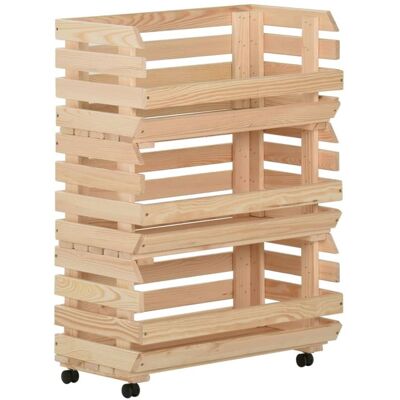 vidaXL Solid Pinewood Vegetable Trolley - Kitchen Storage Shelf - Durable & Rustic vidaXL Solid Pinewood Vegetable Trolley - Kitchen Storage Shelf - Durable & Rustic