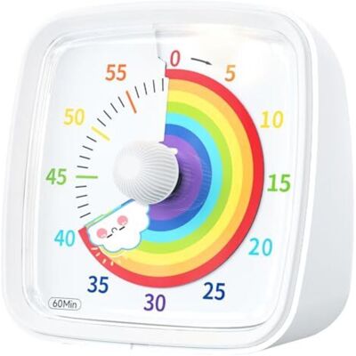 ODIPIE Visual Timer with Night Light, 60 Minute Rainbow Countdown Timer for Kids and Adults, Time Management Tool for Home, School, Kitchen or Office (White) ODIPIE Visual Timer with Night Light, 60 Minute Rainbow Countdown Timer for Kids and Adults, Time Management Tool for Home, School, Kitchen or Office (White)