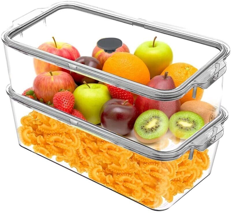 Tlily - 2 Pack Clear Storage Bins with Lids, Large Pantry Organization and Storage Stackable, Food Storage Bins with Handle