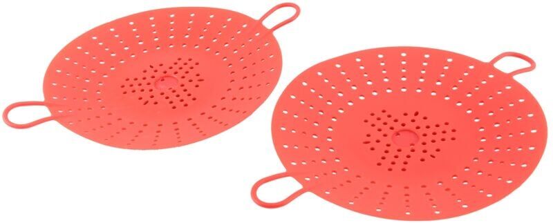 TLILY 2 Pcs Silicone Steamer,Vegetable Steamer Basket Insert for Pressure Cookers, Microwavable, Multicookers,Red