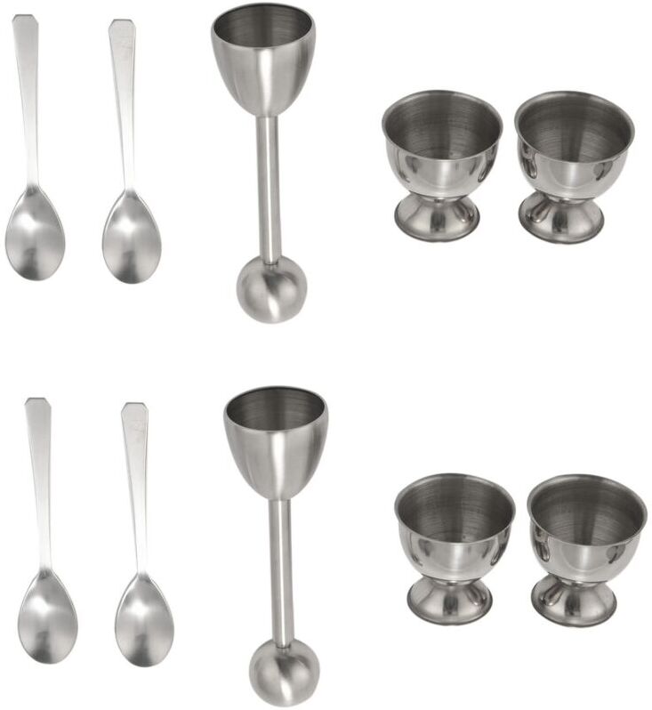 TLILY 2X Soft and Hard Boiled Egg Separator Tool - Includes Cups Spoons, Spoon Holder Remover Cup Holder Steel