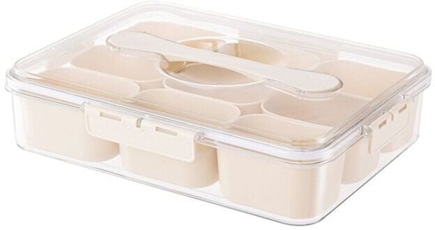 Tlily - 9 Compartments Divided Serving Tray with Lid Portable Snack Box Kitchen Seasoning Food Container for Candy, Anise Pepper