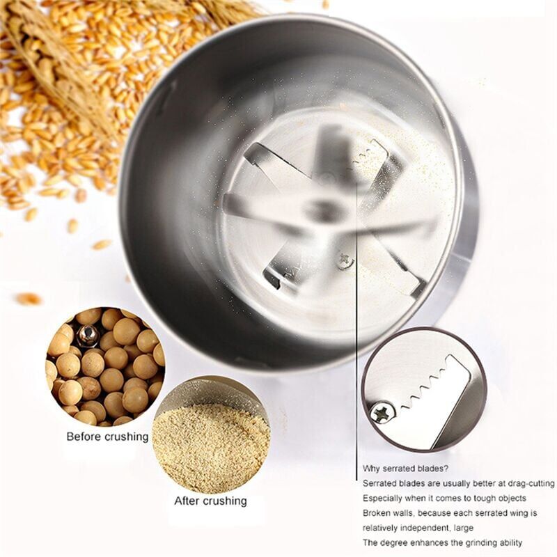 Tlily - Coffee Grinder Electric Portabl Household Pepper Legumes Bean Grinding Machine Stainless Kitchen Grain Chopper eu Plug