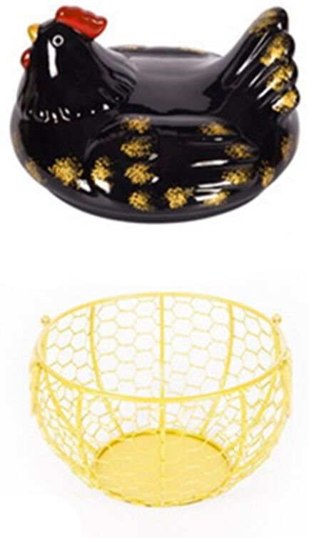 Tlily - Eggs Holder Basket Organizer Storage Ceramic Fruit Container Kitchen Hen Decor Basket Chicken Shape Ceramic a