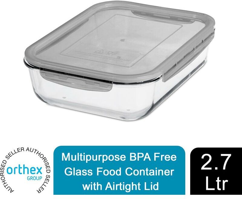 Gastromax - Multipurpose bpa Free Glass Food Container with Airtight Lid, 2.7 l