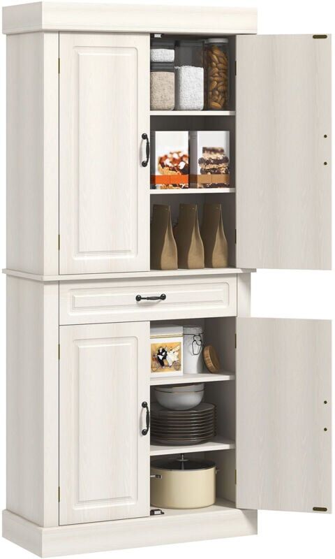 180cm Kitchen Pantry Storage Cabinet Server Food Organizer, White - Homcom