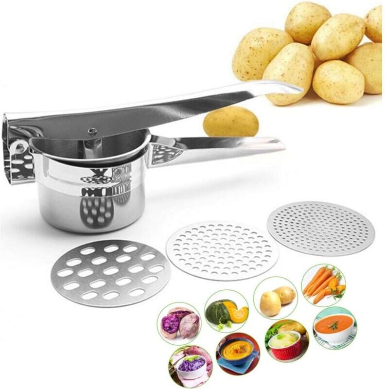 IKODM in 1 Professional Stainless Steel Potato Ricer Masher Hand Press Potato Masher Ideal for Fruits Vegetables Citrus Baby Food