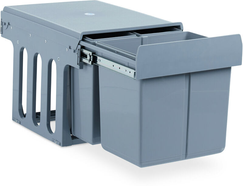 Relaxdays - Built-In Kitchen Bin, 3-Compartment Waste Separation System, 15 & 8 l, Plastic, hwd 35 x 34 x 48 cm, Grey