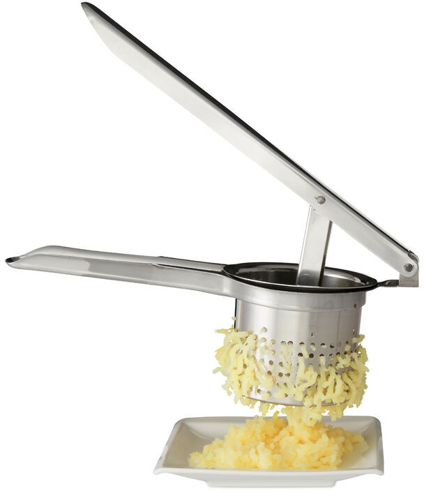 Stainless Steel Potato Ricer, Dishwasher Safe, Potato Masher, Noodle Press, Silver - Relaxdays