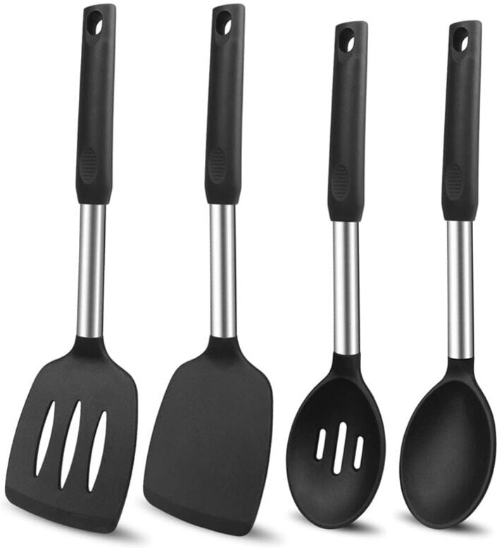 TLILY Silicone Cooking Spatulas and Spoons, Heat Resistant Utensils Set, Non Stick Large Kitchen Spatula