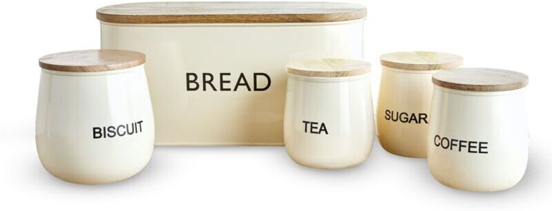 Tower - 5 Piece Storage Set with Bread Bin, Biscuit Tin and 3 Storage Canisters, Airtight Lids T826212CHA