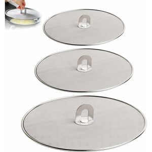 HÉLOISE 3 Pieces Frying Pan Grease Screen Shield Stainless Steel Splatter Cover Stainless Steel Splatter Guard for Kitchen Frying Pan 33cm 29cm 25cm