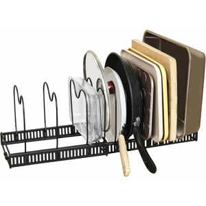 Expandable Pot Lids, Pots and Pans Storage Rack with 12 Adjustable Compartments, Kitchen Cabinet, Pantry Denuotop