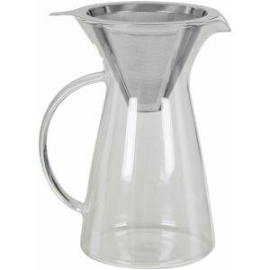 Premier Housewares White Black Coffee Pot Stainless Steel Fancy Pot Curved Handle And Shaped Mouth For Minimal Spillage Conical Coffee and Tea Pot