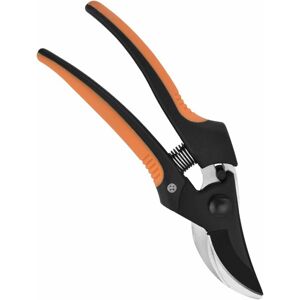 Denuotop - Pruning shears with straight blades, Non-stick coating of high-quality steel blades, Length: 20 cm, Cutting diameter: 2.2 cm, Black/Orange