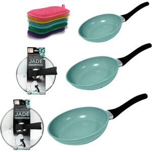 Set of 3 Jade Powder Pans with 5 CLEVER SPONGE - Non-stick coating - Reusable cleaning sponges