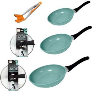 Set of 3 Jade Powder Pans with Starlyf Perfect Pincers - Nonstick Coating - Non-scratch - Ideal for all types of fires