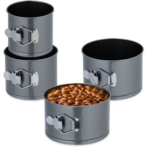 4x Springform Pans, Round Baking Forms, ø 12, 14, 16, 18 cm, Stainless Steel, Non-stick Coating, Anthracite - Relaxdays