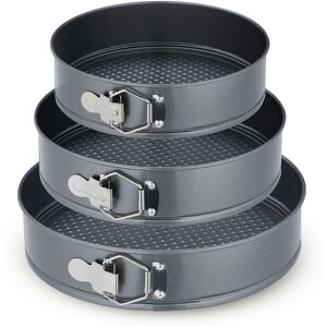 Set of 3 Springform Pans, Round Baking Forms, ø 24, 26, 28 cm, Stainless Steel, Non-stick Coating, Anthracite - Relaxdays