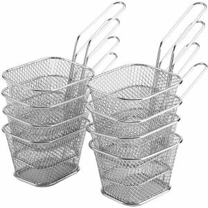 Hoopzi - 8/16/40Pcs Mini Individual Round Fry Basket Stainless Steel Fry Serving Dishes Ideal for Kitchen (8Pcs) Hoopzi - 8/16/40Pcs Mini Individual Round Fry Basket Stainless Steel Fry Serving Dishes Ideal for Kitchen (8Pcs)
