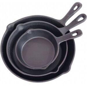 Set of 3 Cast Iron Non Stick Skillet Frying Cooking Pans - Oypla Set of 3 Cast Iron Non Stick Skillet Frying Cooking Pans - Oypla