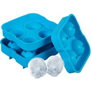 Ice Cube Tray, Set of 2, Reusable, Silicone Mould, 4 Compartments each, Safe BPA-free, Sphere 4.5 cm, Blue - Relaxdays Ice Cube Tray, Set of 2, Reusable, Silicone Mould, 4 Compartments each, Safe BPA-free, Sphere 4.5 cm, Blue - Relaxdays