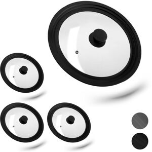 Set of 4 Relaxdays Saucepan Lids Universal, Glass Cover, Stepped Silicone Rim, Pots & Pans 26-30 cm, 5x27,5 cm, Black Set of 4 Relaxdays Saucepan Lids Universal, Glass Cover, Stepped Silicone Rim, Pots & Pans 26-30 cm, 5x27,5 cm, Black