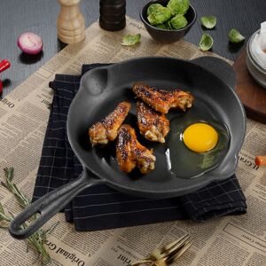 LIVINGANDHOME Round Cast Iron Skillet Frying Pan with Handle LIVINGANDHOME Round Cast Iron Skillet Frying Pan with Handle