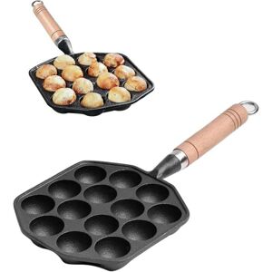 TORMATOR Taiyaki Pan, Cast Iron Takoyaki Pan, 14 Cavities, 3.5cm Non-Stick Takoyaki Grill Pan, Excellent Thermal Conductivity Takoyaki Machine TORMATOR Taiyaki Pan, Cast Iron Takoyaki Pan, 14 Cavities, 3.5cm Non-Stick Takoyaki Grill Pan, Excellent Thermal Conductivity Takoyaki Machine